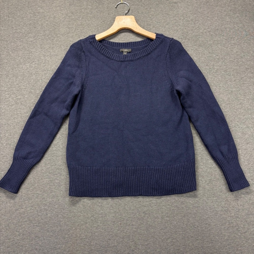 J.CREW Sweater Womens XL 100% Merino Wool Navy Crewneck Pullover Long Sleeve